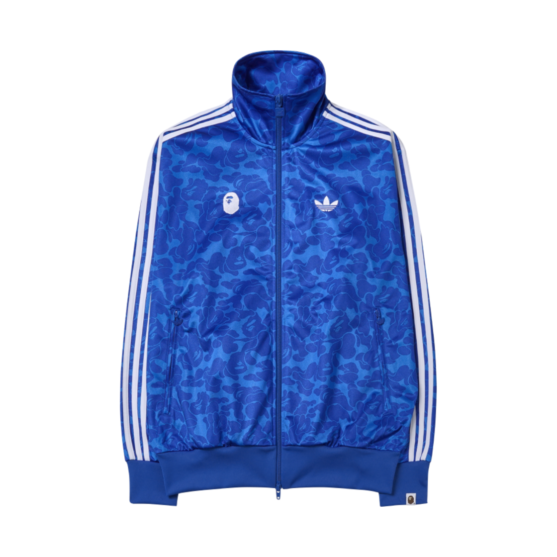 아디다스 x 베이프 올오버 프린트 트랙 탑 블루 - US 사이즈(Adidas x BAPE Allover Print Track Top Blue - US Sizing)