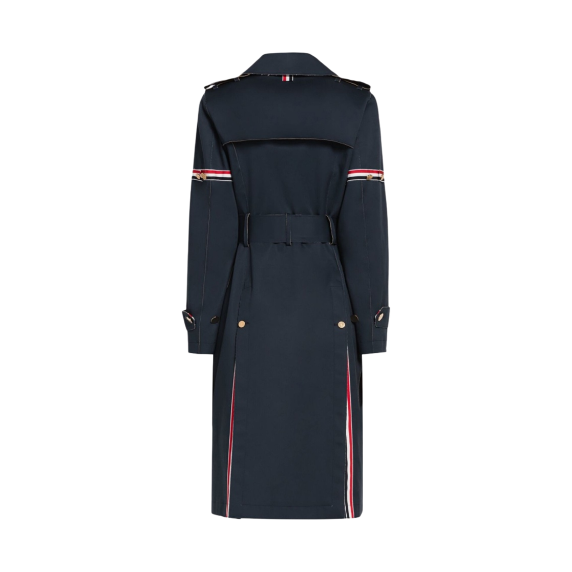 (W) 톰브라운 로우 엣지 매킨토시 암밴드 하이 암홀 트렌치 코트 네이비((W) Thom Browne Raw Edge Mackintosh Armband High Armhole Trench Coat Navy) - 2