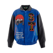 Saint Mxxxxxx x Denim Tears Varsity H Grail Jacket Blue Black - 23AW