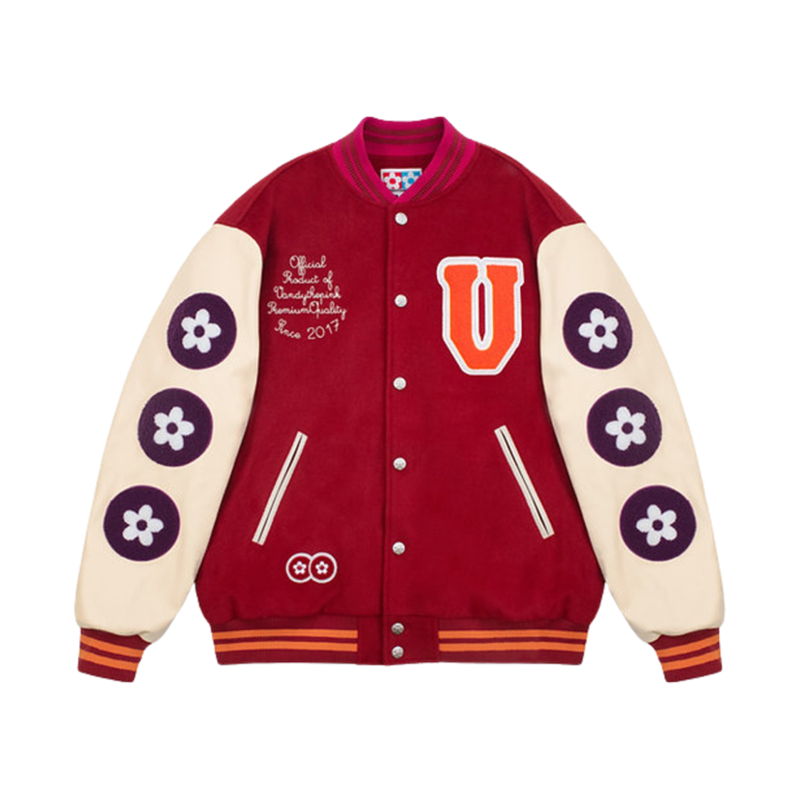 반디 더 핑크 브이텍 굿즈 바시티 자켓 레드(Vandy The Pink Vtech Goods Varsity Jacket Red)