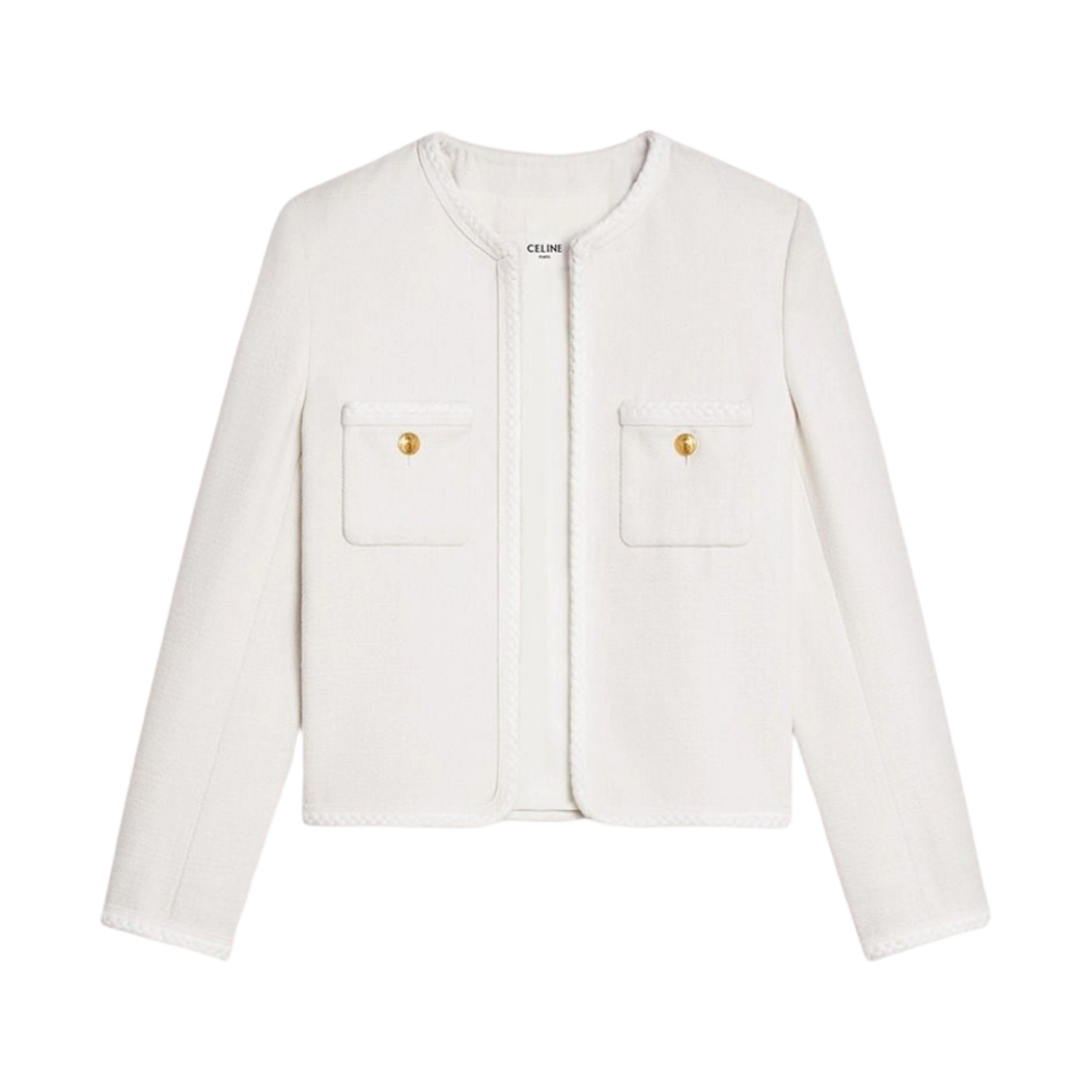 (W) 셀린느 브레이드 실크 샤세르 자켓 화이트((W) Celine Chasseur Jacket in Braided Silk White) - 1