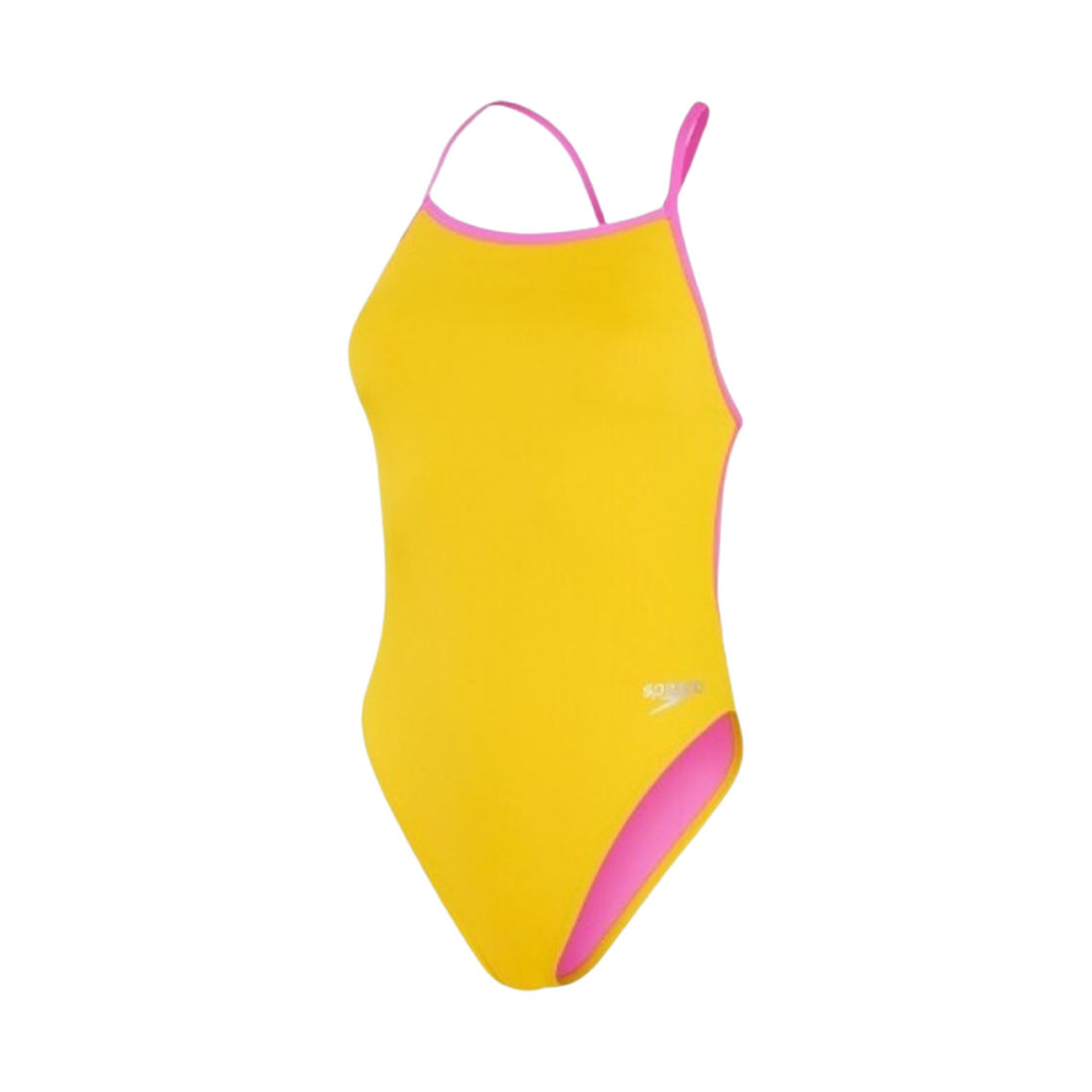 8-00317915764 (W) Speedo Solid One Piece V-Back Yellow Pink