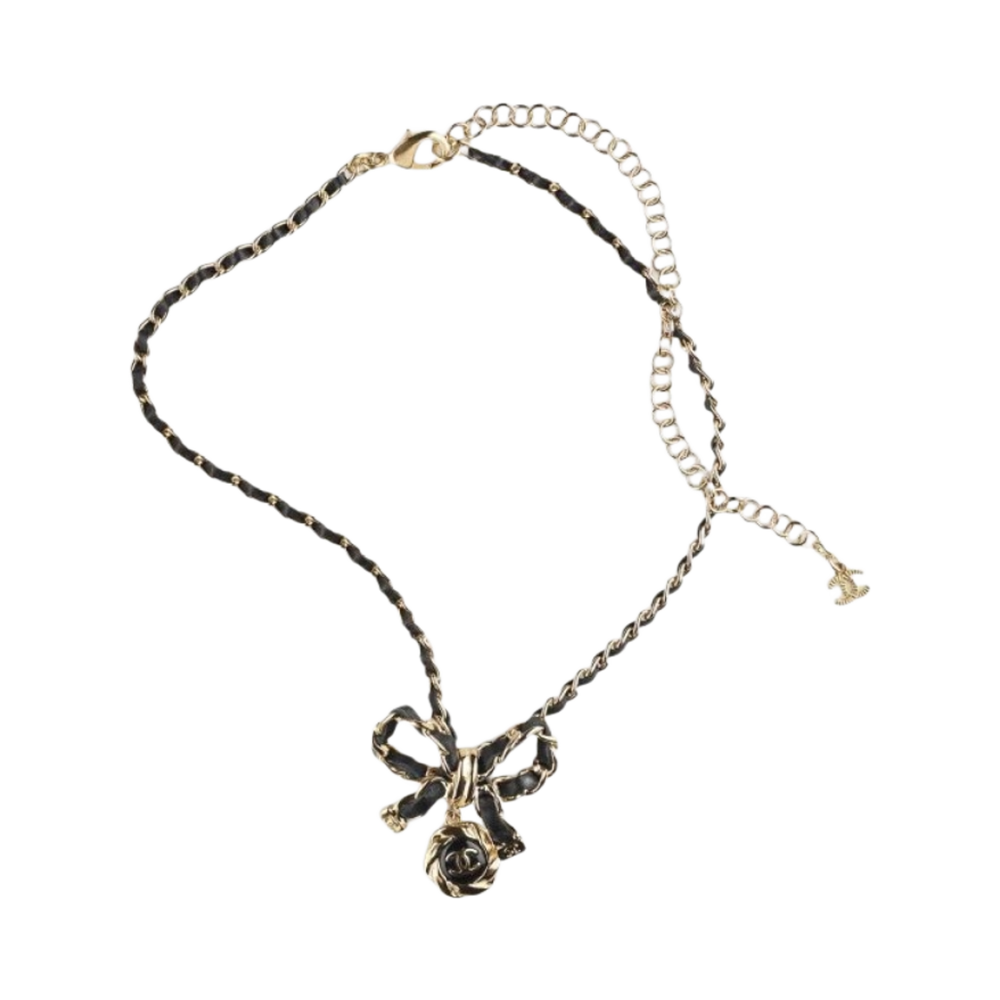 (W) 샤넬 네클리스 메탈 이미테이션 펄 & 골드 메탈 블랙((W) Chanel Necklace Metal Imitation Pearl & Gold Black) - 1