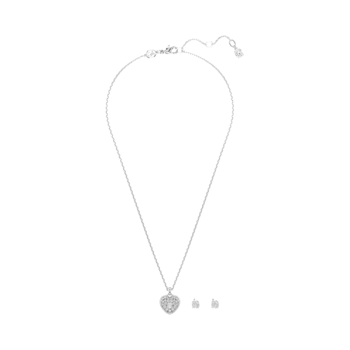 5684383 (W) Swarovski Hyperbola Set Crystal Pearl Heart White Rhodium Plated