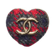Chanel Brooch Metal Tweed & Gold Red Blue