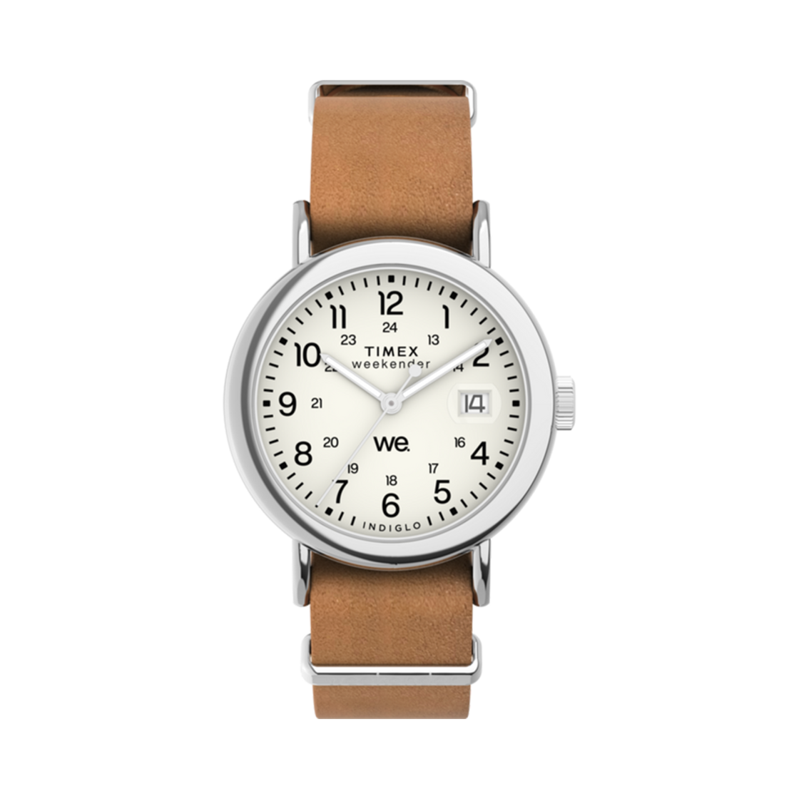 타이맥스 위켄더 37mm 레더 스트랩 워치 브라운 실버톤(Timex Weekender 37mm Leather Strap Watch Brown Silver Tone)