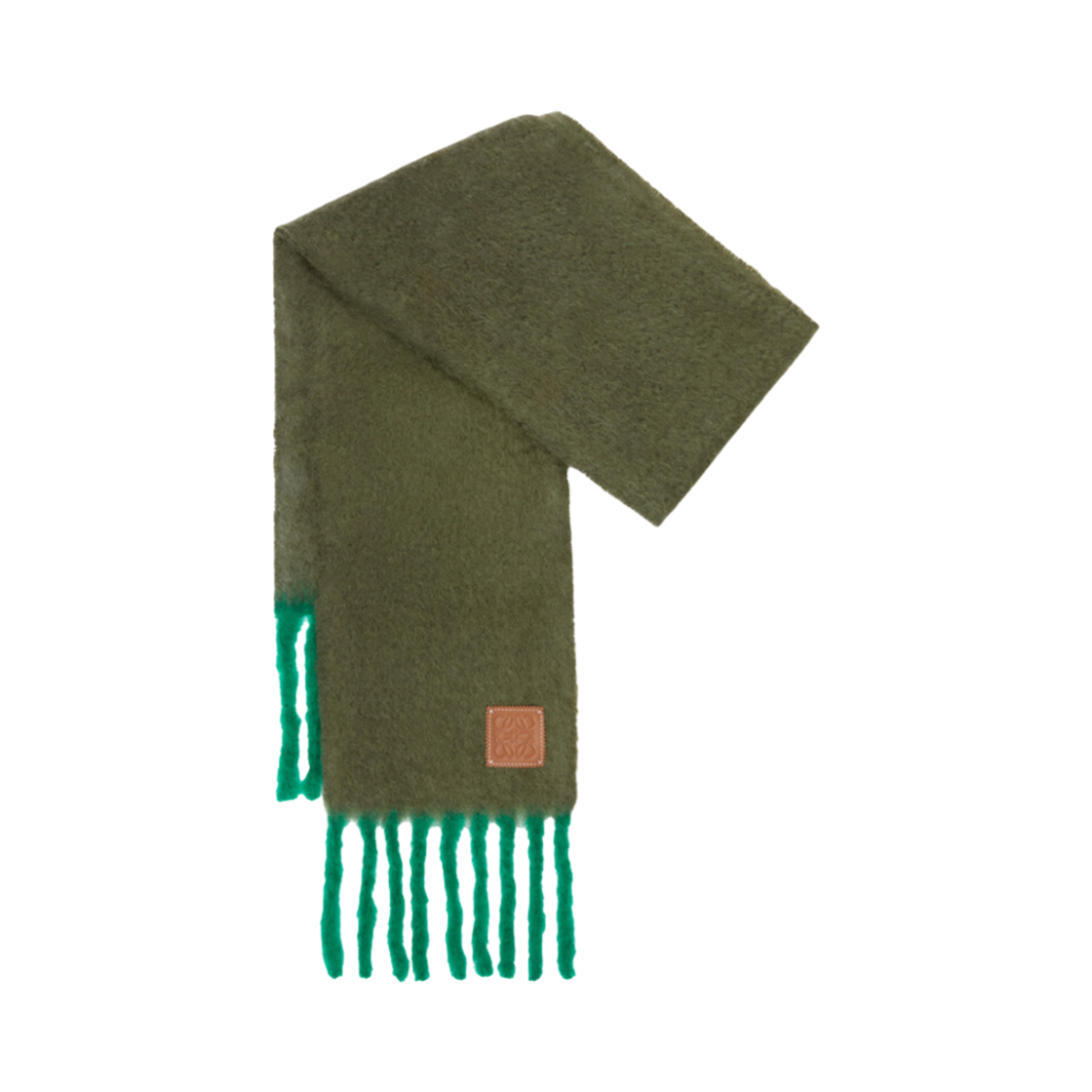 F811257XA2-4553 (W) Loewe Muffler in Mohair and Wool Khaki Green