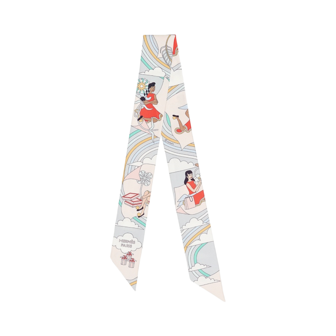 (W) 에르메스 까레 볼란트 트윌리 그리 뻬를르 로즈 빨 오랑쥬((W) Hermes Carres Volants Twilly Gris Perle Rose Pale Grenadine) - 1