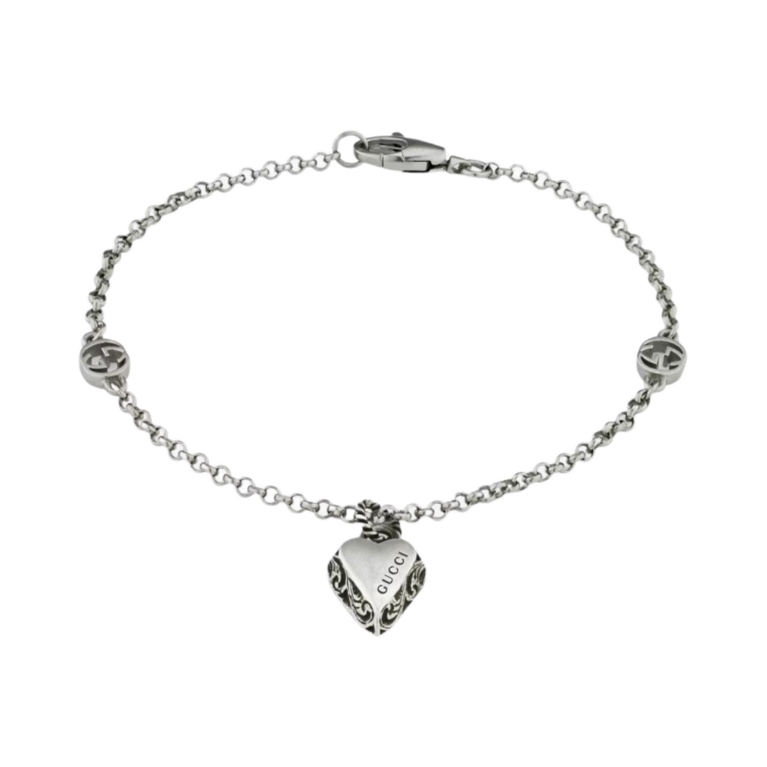 구찌 하트 펜던트 브레이슬릿 실버(Gucci Heart Pendant Bracelet Silver)
