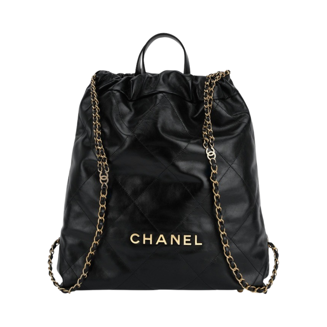 샤넬 22 백팩 샤이니 카프스킨 & 골드 메탈 블랙