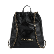 Chanel 22 Backpack Shiny Calfskin & Gold Black