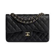 Chanel Classic Large Handbag Grained Calfskin & Gold Black