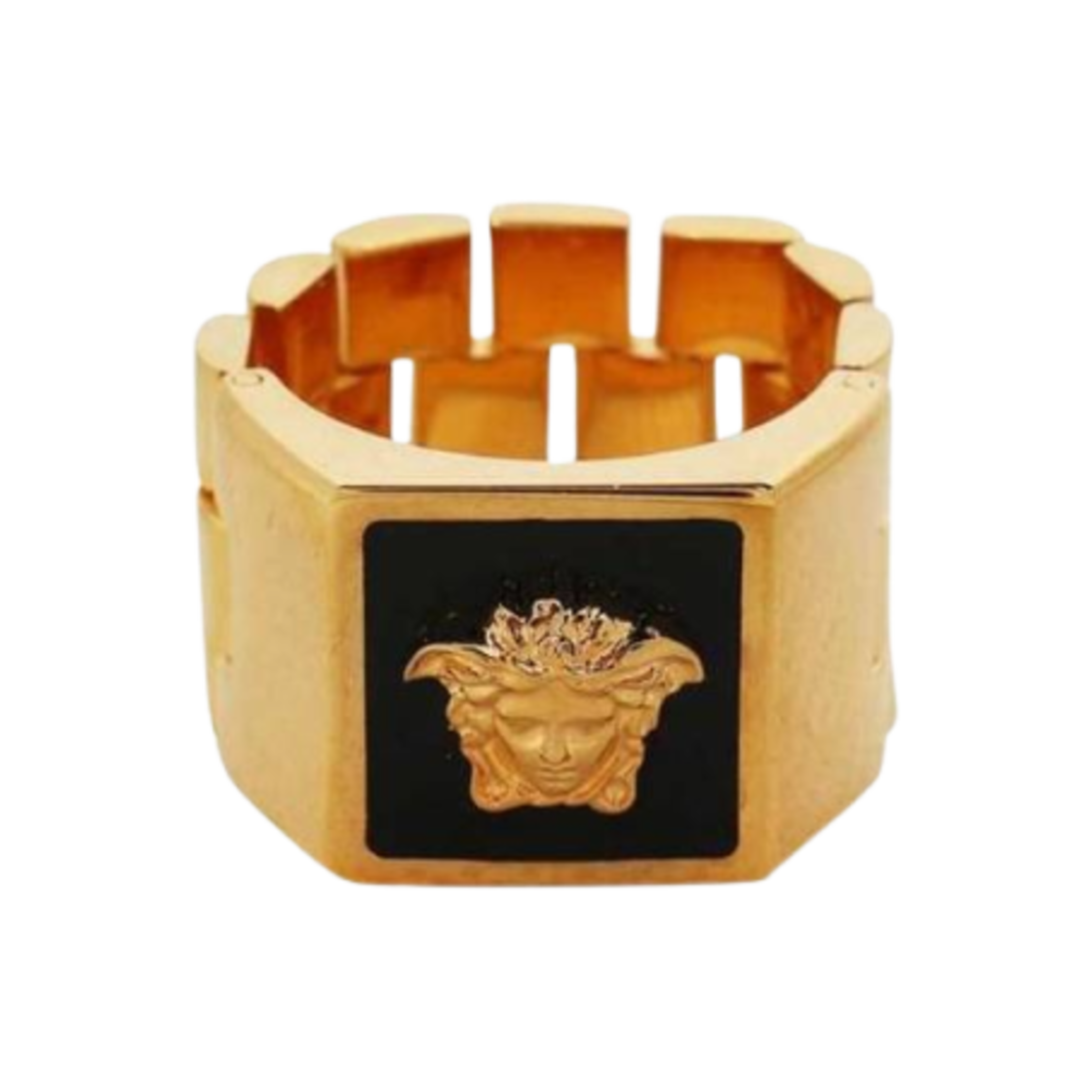 1006308-1A00638-4J120 Versace Medusa Enamel Ring Gold Black