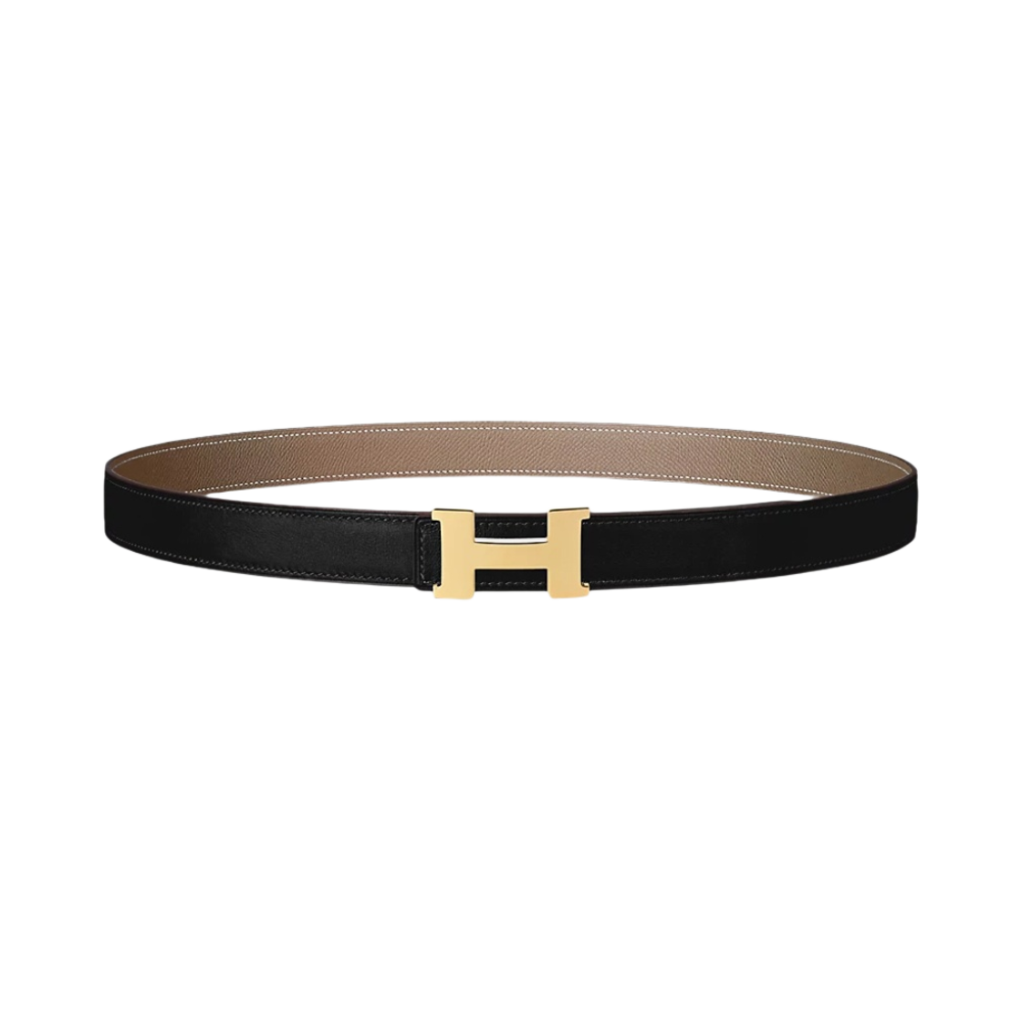 (W) 에르메스 미니 콘스탄스 벨트 버클 & 리버서블 가죽 스트랩 24mm & 골드 누아 에뚜쁘((W) Hermes Mini Constance Belt Buckle & Reversible Leather Strap 24mm & Gold Noir Etoupe) - 1