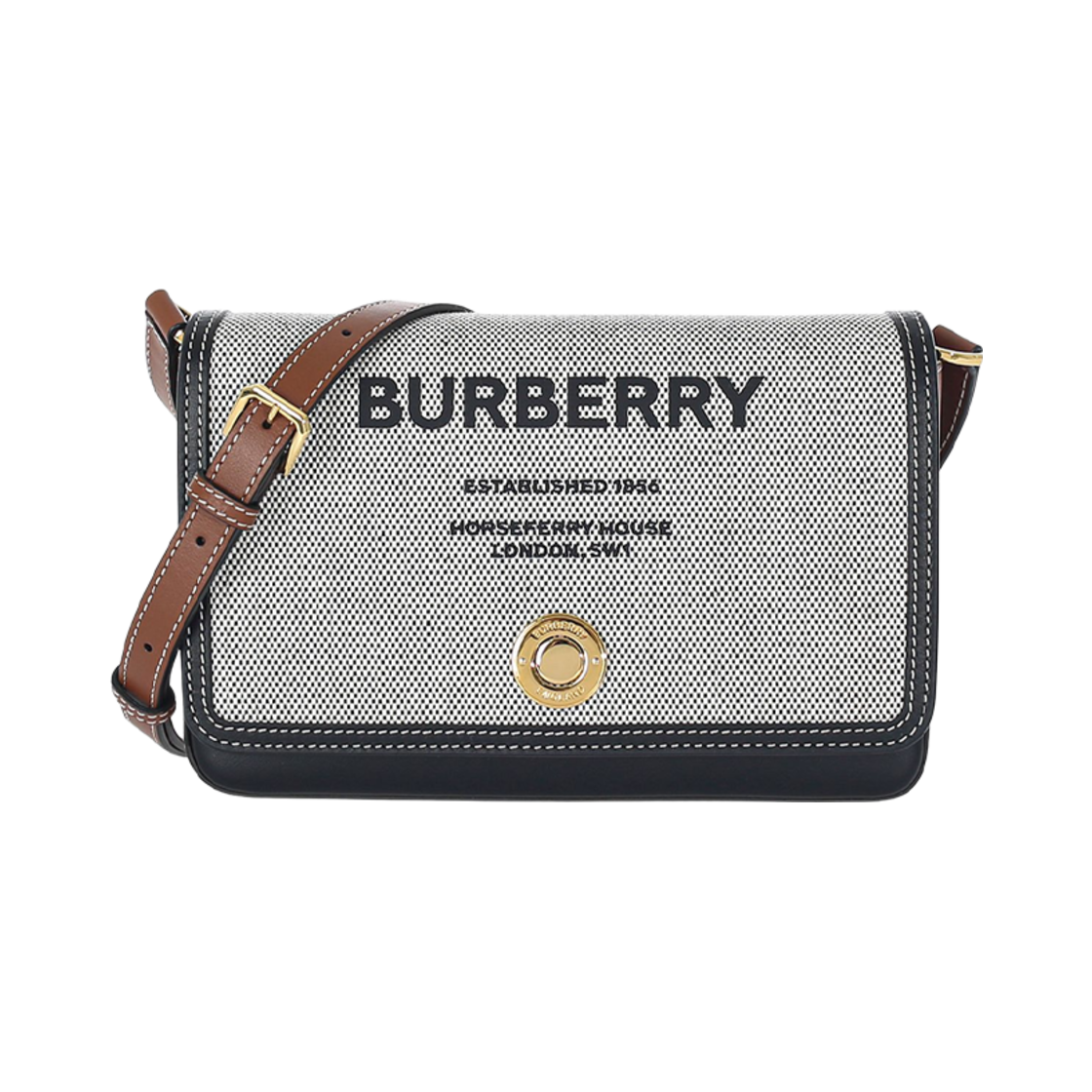 8053311 Burberry Horseferry Note Crossbody Bag Black Tan