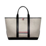 Thom Browne Cotton Canvas Leather Medium Tool Tote Bag Black