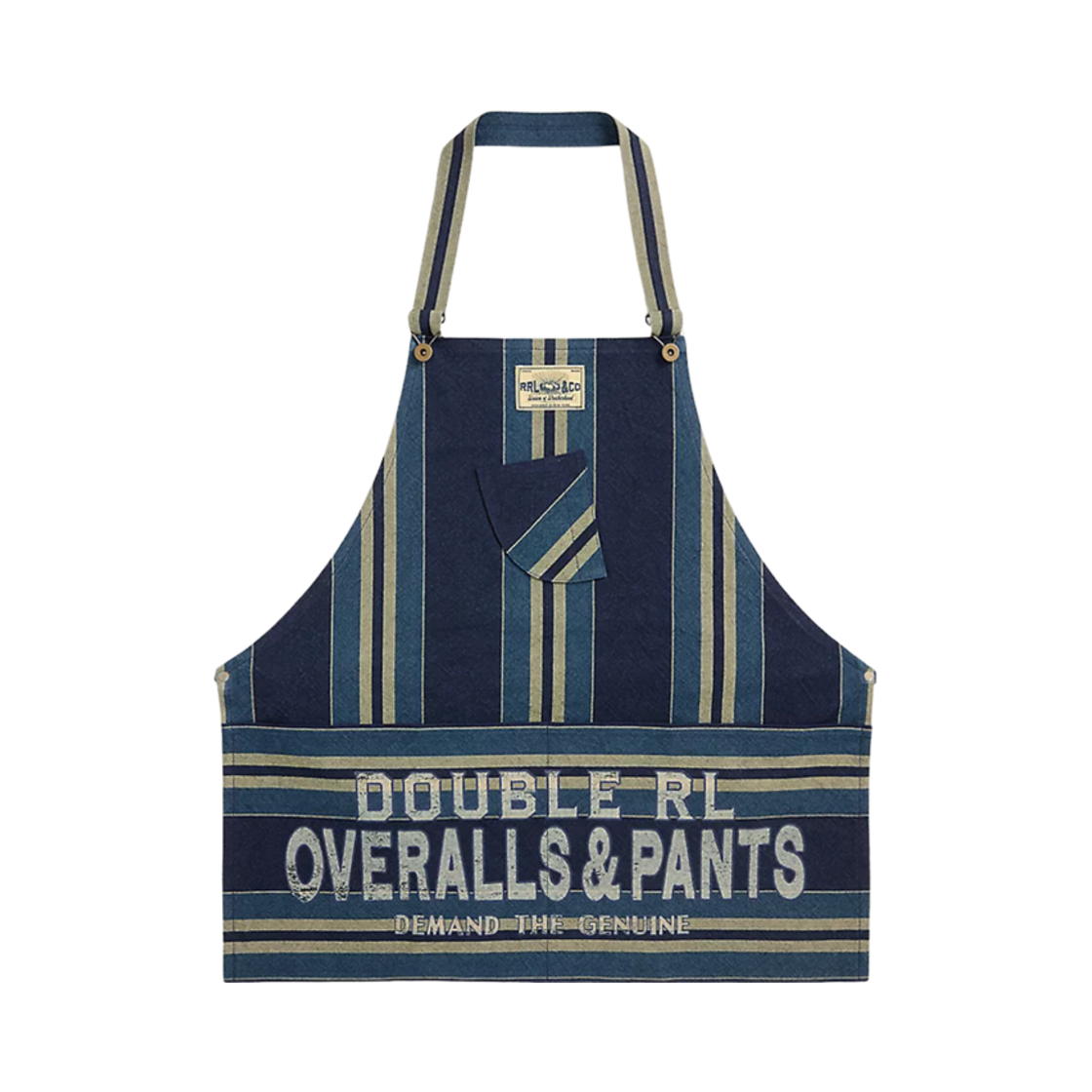 더블알엘 인디고 스트라이프 우븐 에이프런 네이비 크림(Double RL Indigo Striped Wooven Apron Navy Cream)