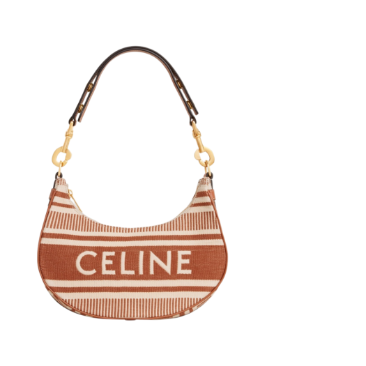 Celine Medium Ava Strap Bag in Striped Textile Sienna