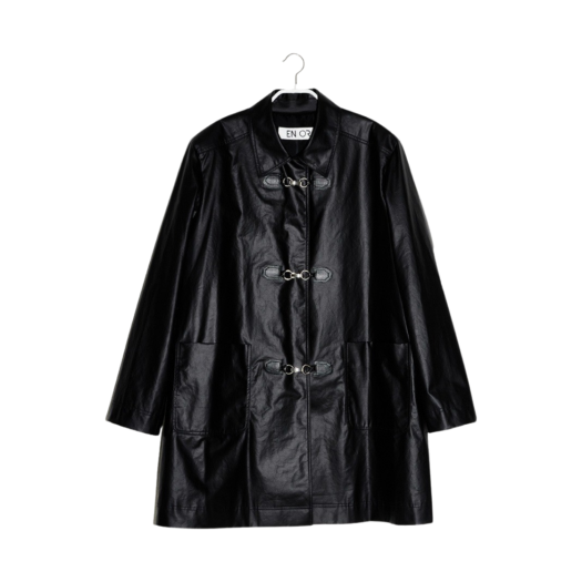 BDSSCT001BK En Or Women Coating Buckle Half Coat  Black