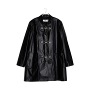 Enor Women Coating Buckle Half Coat  Black