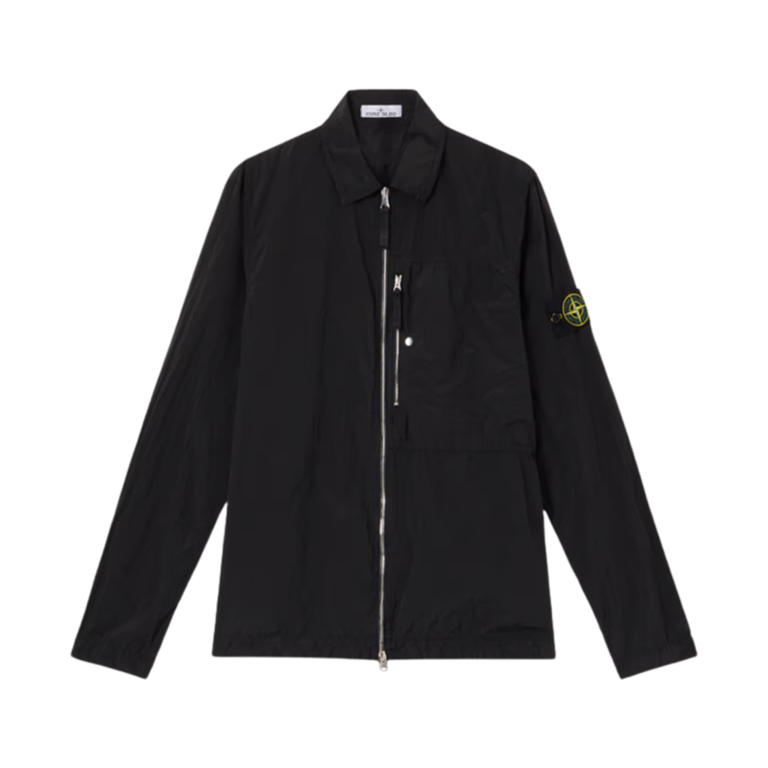 스톤 아일랜드 1200005 나일론 메탈 포켓 투웨이 지퍼 에코닐 오버셔츠 블랙 - 25SS(Stone Island 1200005 Nylon Metal in Econyl Overshirt with Pocket and Two-Way Zipper Black - 25SS)