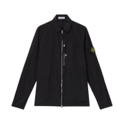 Stone Island 1200005 Nylon Metal in Econyl Overshirt with Pocket and Two-Way Zipper Black - 25SS