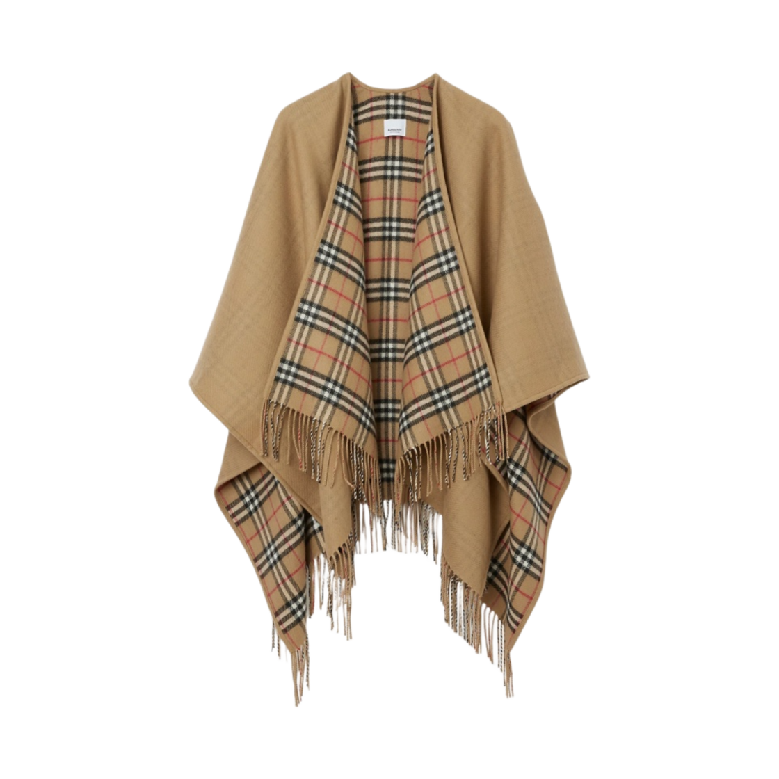 (W) 버버리 체크 울 리버시블 케이프 아카이브 베이지((W) Burberry Check Wool Reversible Cape Archive Beige)