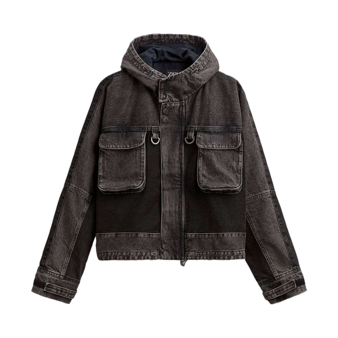 1538/327/800 Zara Hoodie Combi Denim Jumper Black