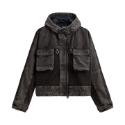 Zara Hoodie Combi Denim Jumper Black