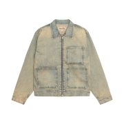 Stussy Denim Zip Work Jacket Beach Wash