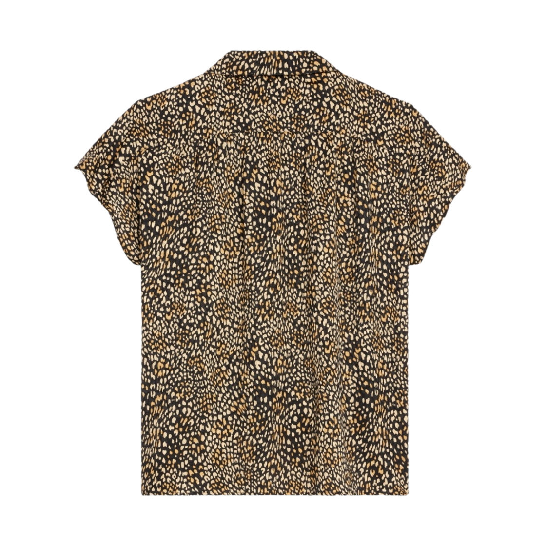 (W) 셀린느 레오파드 실크 블라우스 오픈 칼라 느와르 베이지((W) Celine Blouse with Open Collar in Leopard Silk Noir Beige) - 2