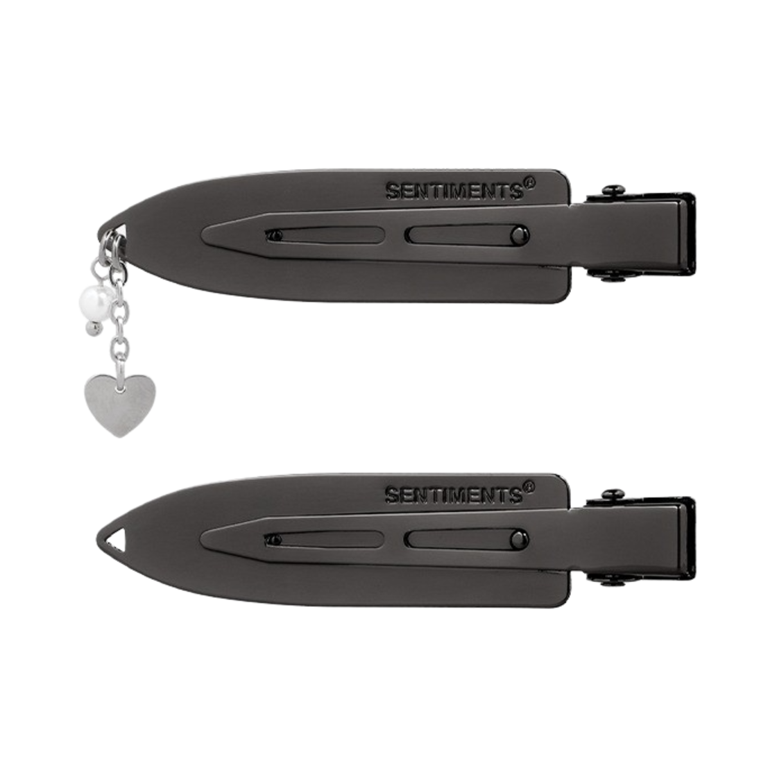 no513b Sentiments No.513 Surfboard Heart Hair pin 2set Black