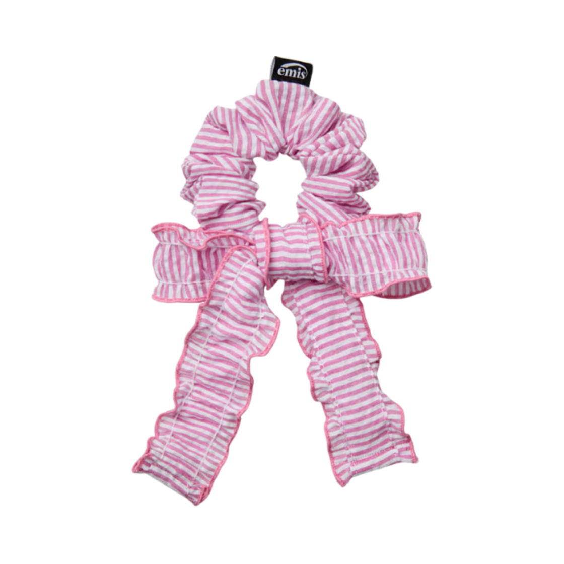 - (W) Emis Stripe Frill Scrunchie Pink