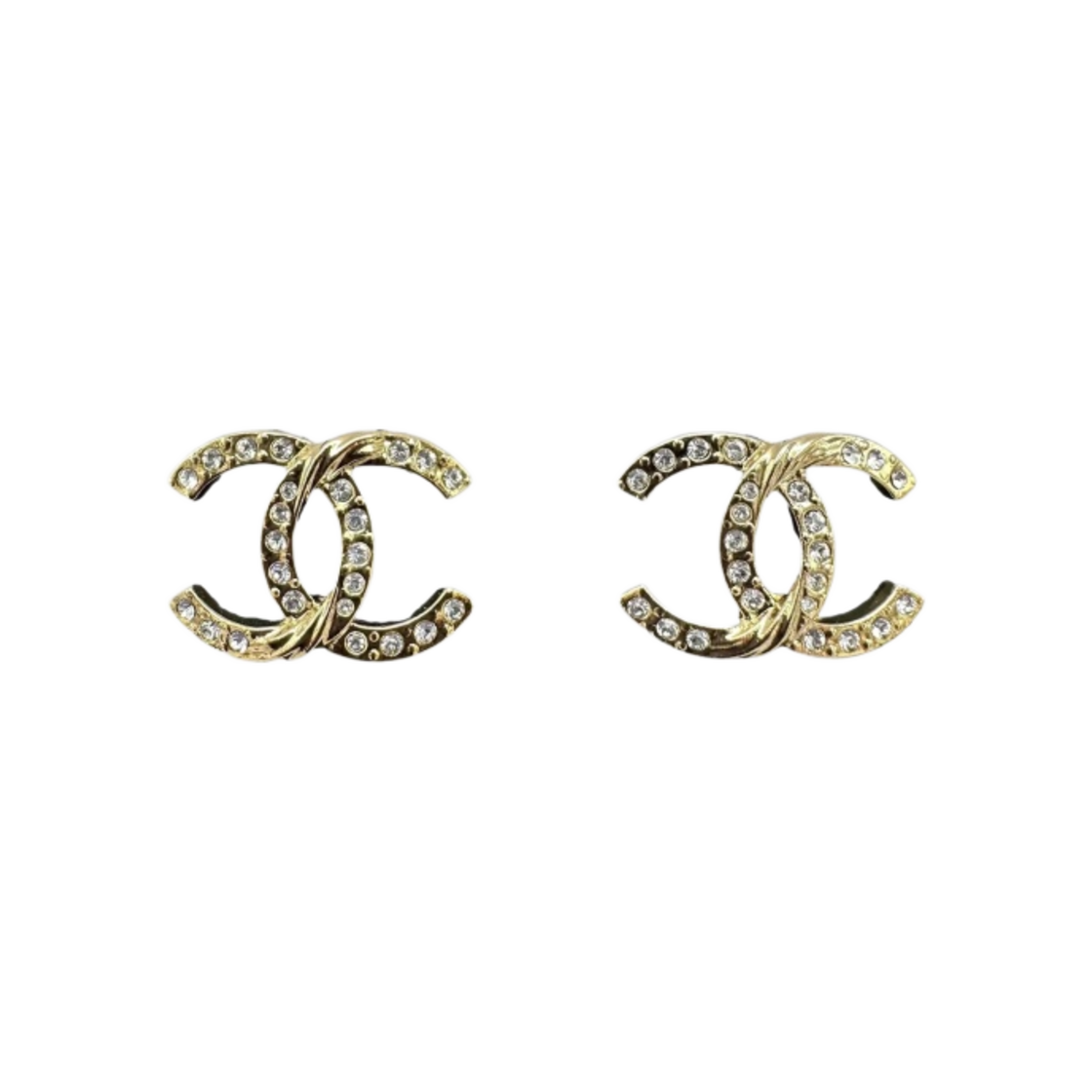 (W) 샤넬 이어링 메탈 스트라스 & 골드 크리스탈((W) Chanel Earrings Metal Strass & Gold Crystal) - 1