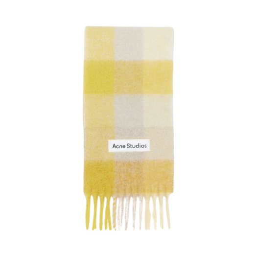 Acne Studios Mohair Checked Scarf Beige Yellow