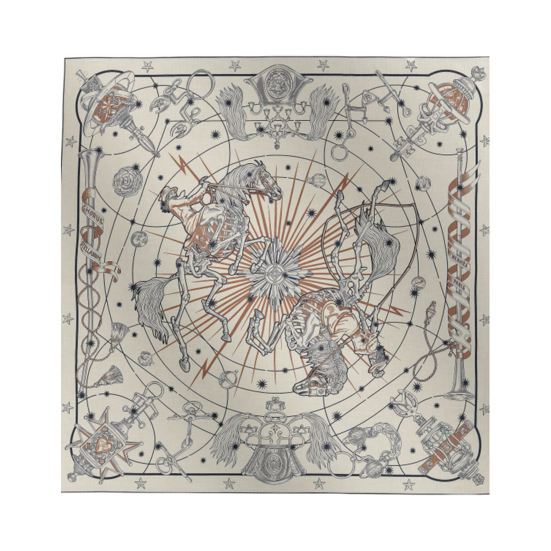 에르메스 코러스 스텔라움 숄 140 캐시미어 실크 블랑 마린 베쥬 로즈(Hermes Chorus Stellarum Shawl 140 Cashmere Silk Blanc Marine Beige Rose) - 1