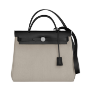 Hermes Herbag Zip 31 Bag Military Canvas Hunter Cowhide & Palladium Beton Noir