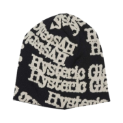 Hysteric Glamour Type Logo Oversized Beanie Black