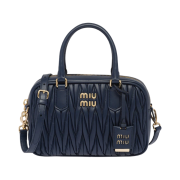 Miu Miu Matelasse Nappa Leather Top Handle Bag Baltic Blue