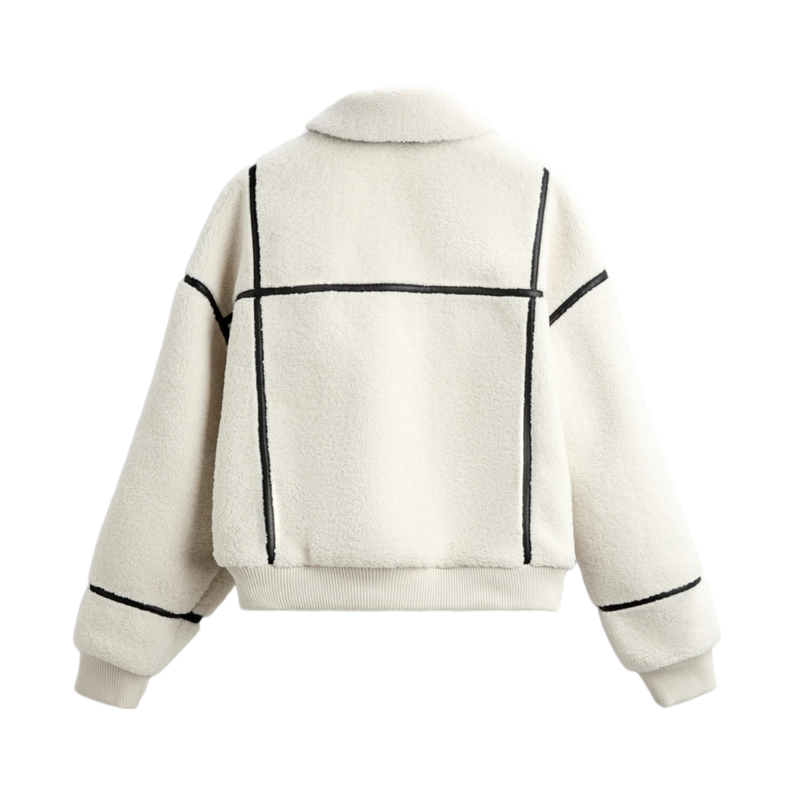 자라 콘트라스트 포우 셔링 자켓 오이스터 화이트(Zara Contrast Faux Shearling Jacket Oyster White) - 2