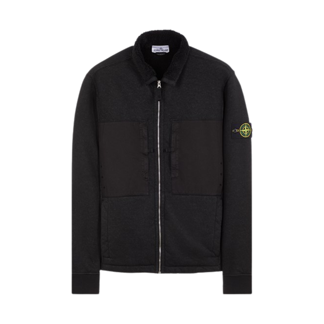 791567256-V0029 Stone Island 67256 Plated Terry Fleece Track Top Black - 23FW