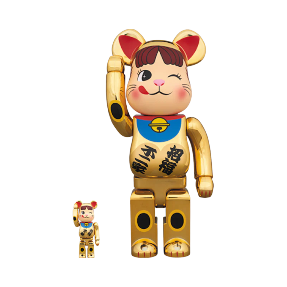 베어브릭 마네키 네코 페코짱 골드 도금 2 100% & 400% 세트(Bearbrick Maneki Neko Peko-chan Gold Plated 2 100% & 400% Set) - 1