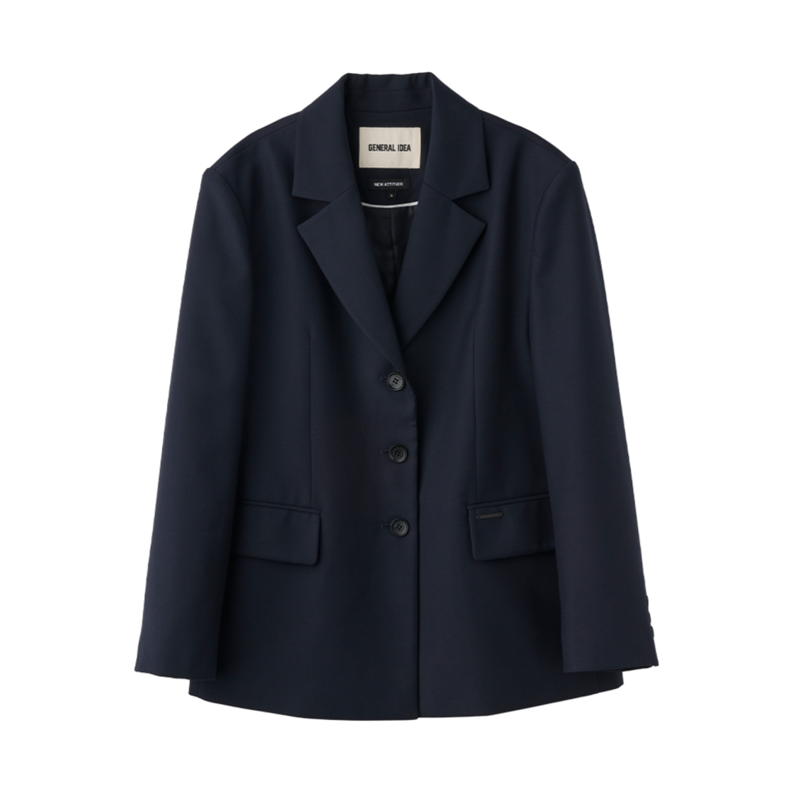 제너럴아이디어 우먼 테일러드 루즈핏 자켓 네이비(General Idea Woman Tailored Loose Fit Jacket Navy)