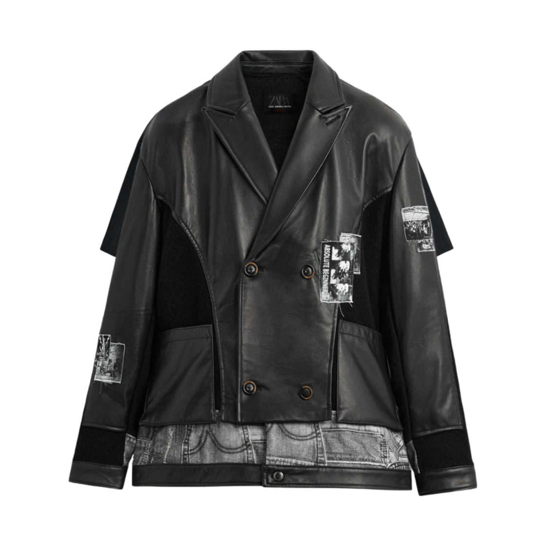 자라 x 앤더슨벨 컴바인드 니트 앤 레더 자켓 블랙(Zara x Andersson Bell Combined Knit and Leather Jacket Black)