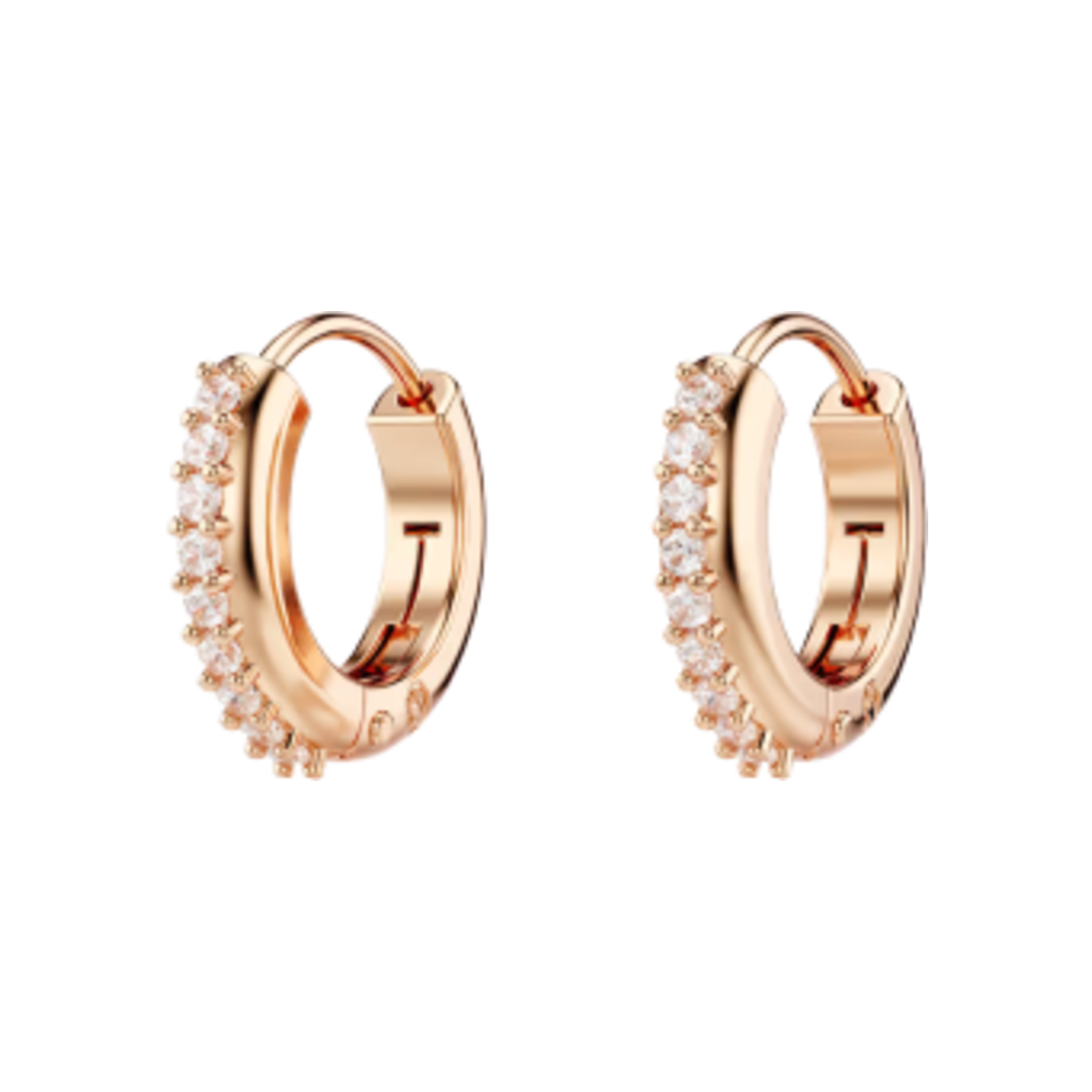 5690669 (W) Swarovski Matrix Hoop Earrings Round Cut White Rose Gold Tone Plated