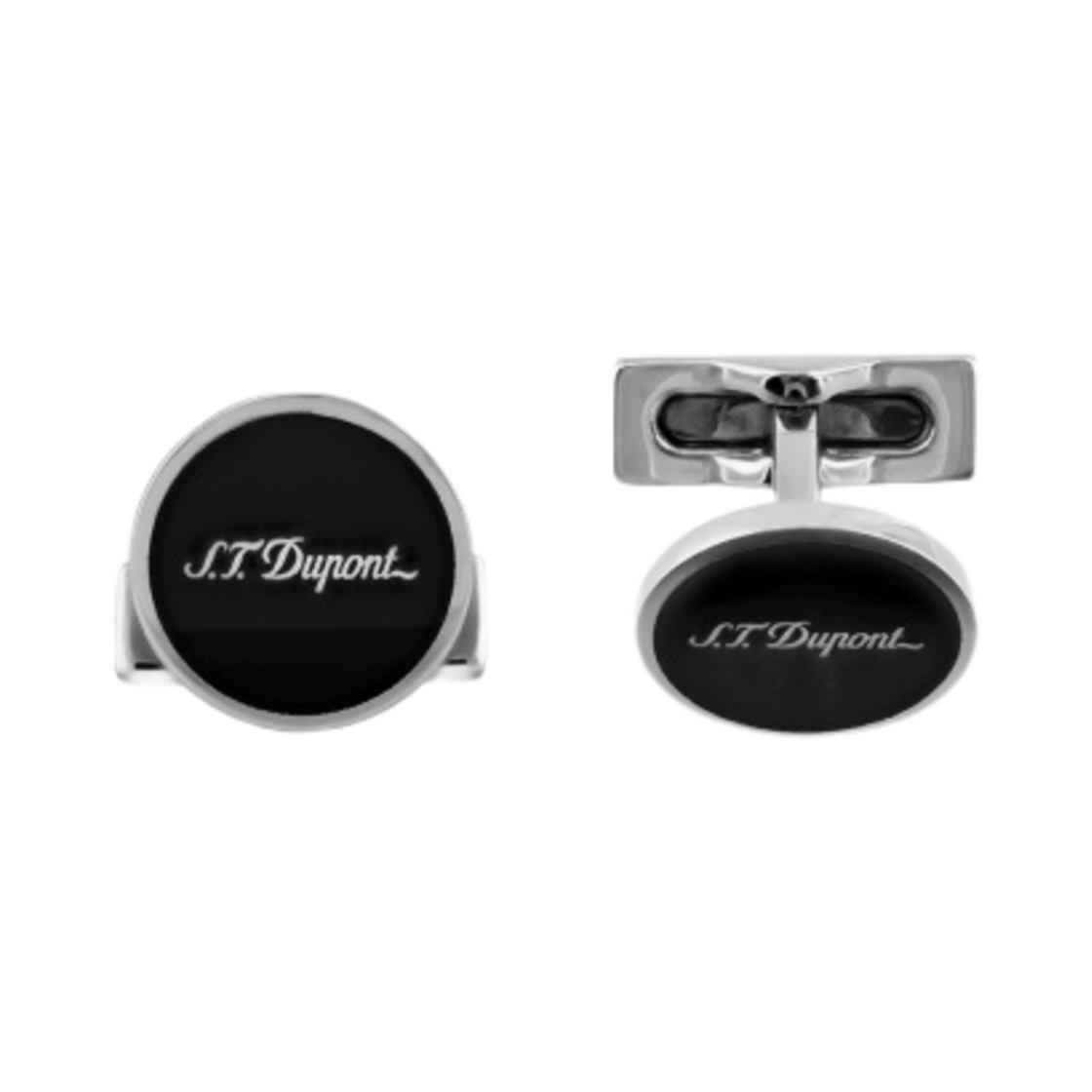 S.T. 듀퐁 커프링크 클래식 팔라듐 래커 피니쉬 블랙(S.T. Dupont Cufflinks Classic Palladium Lacquer Finish Black)