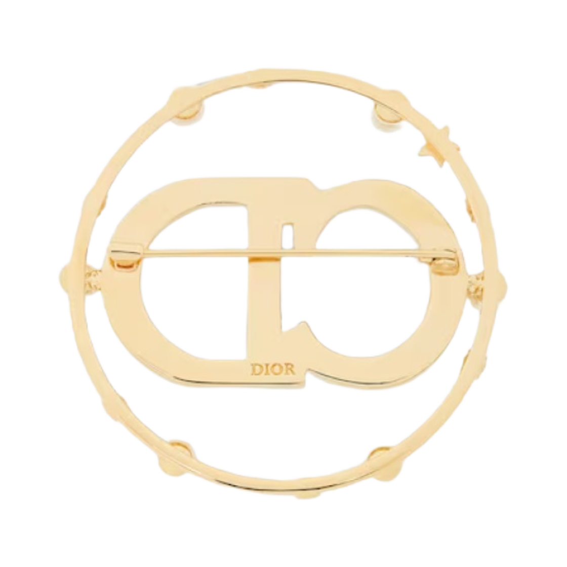 (W) 디올 클레어 D 룬 브로치 골드 피니쉬 메탈 화이트 레진 펄 화이트 크리스탈((W) Dior Clair D Lune Brooch Gold Finish Metal White Resin Pearls White Crystals) - 2