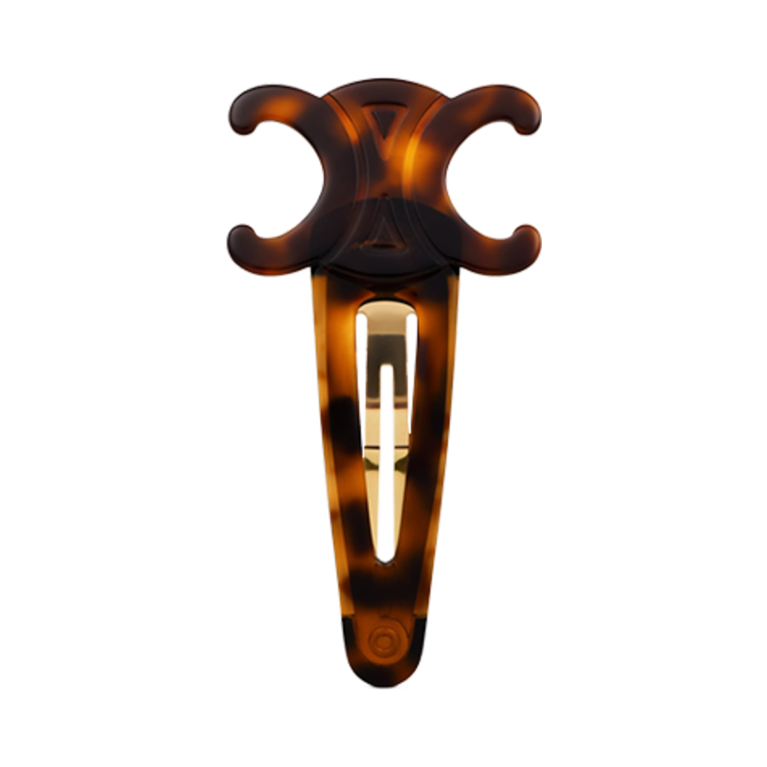 460PT6ACS-19AG (W) Celine Large Snap Hair Clip in Acetate and Steel Dark Havana Gold