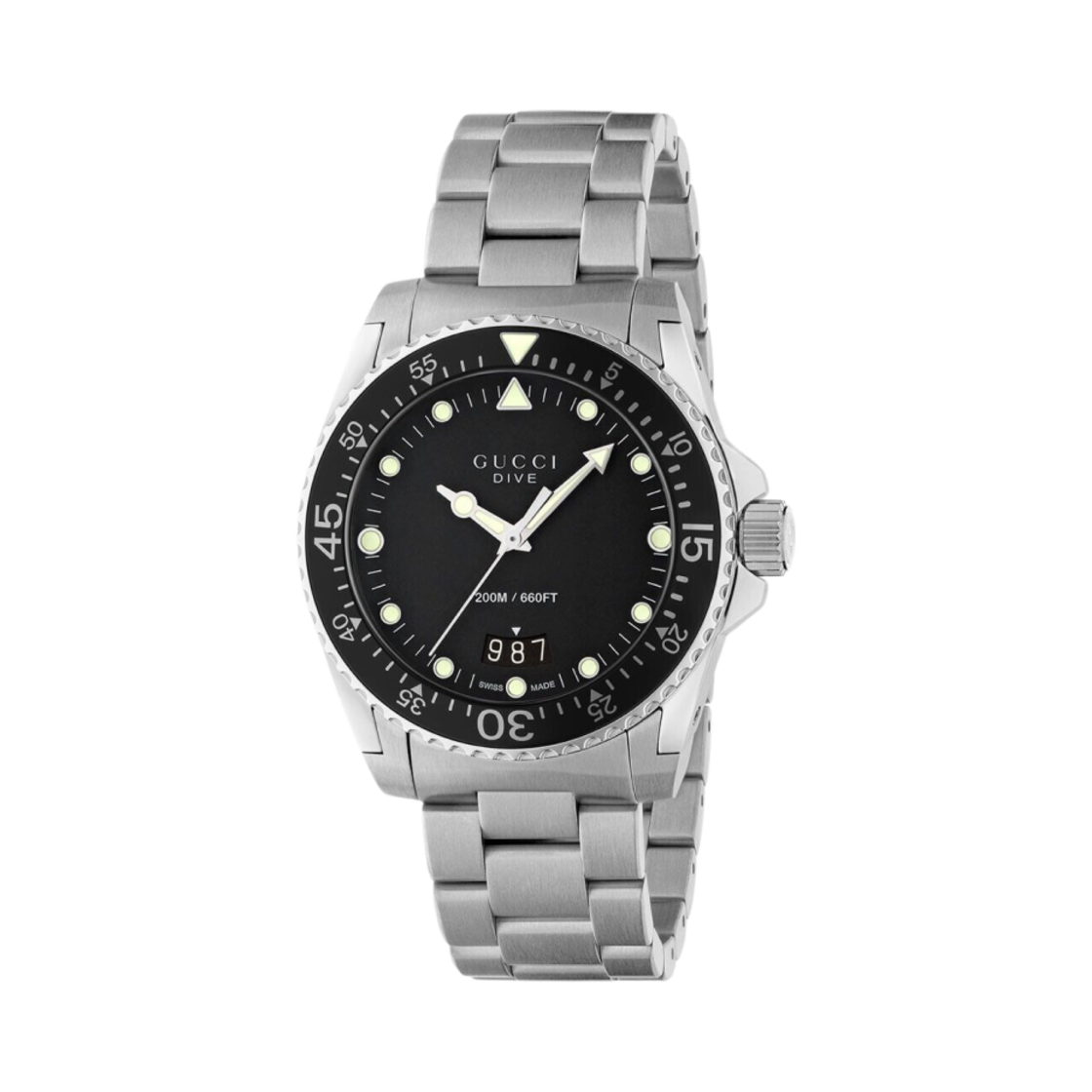 구찌 다이브 쿼츠 40mm 스테인리스 스틸 블랙
