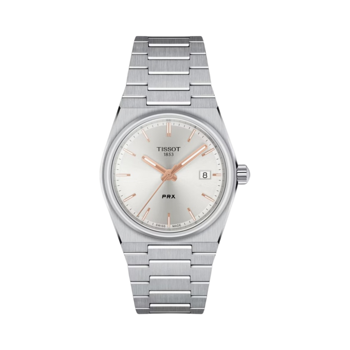 T1372101103100 Tissot PRX 35mm Quartz Steel Rose Gold Silver